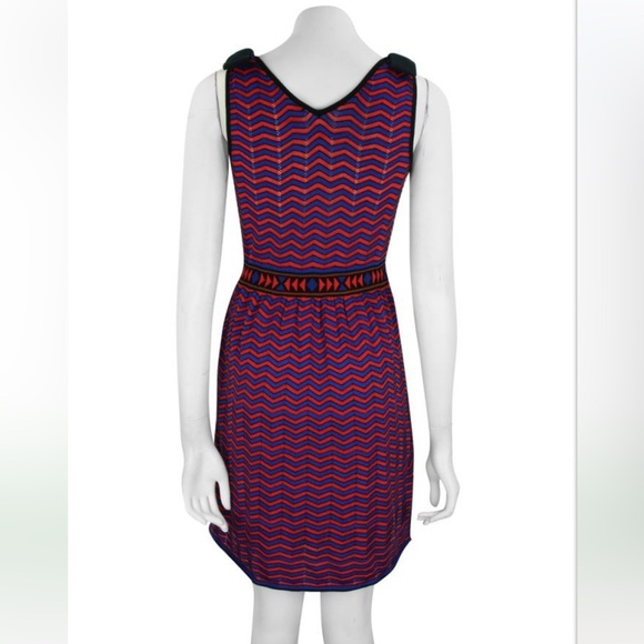 Missoni red, black & blue chevron stripe bow detail dress - size 8 (Medium) - Picture 4 of 11